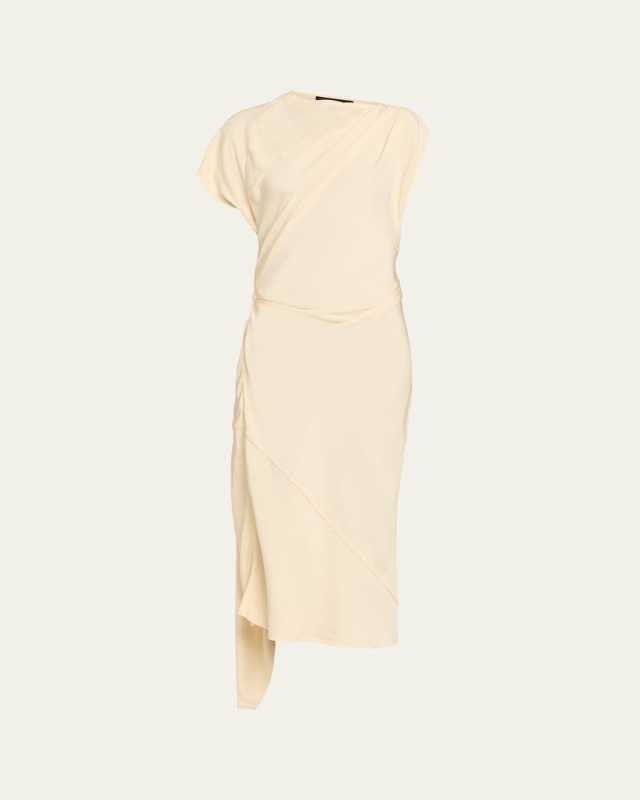 Hallie Hammered Viscose Draped Midi Dress